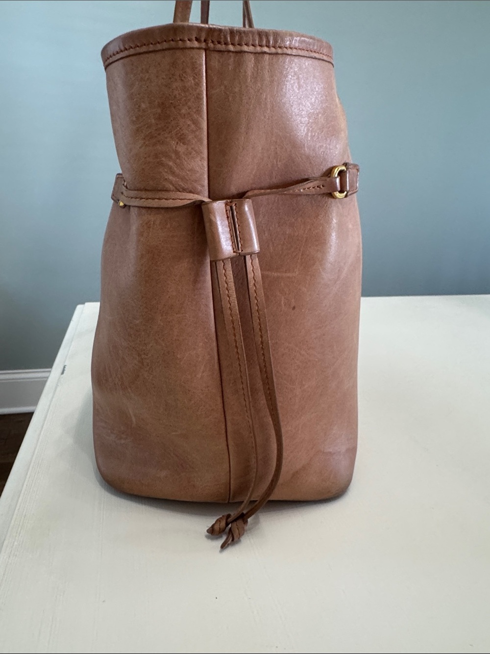 Taxidermy Liz Tote. Camel with genuine Python stripe-Medium - Picture 3 of 10